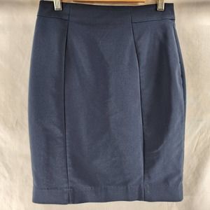 H&M Size 4 Navy Blue Mini Career Wear Polyester with Back Zipper On the Back